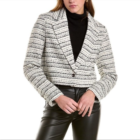 Bagatelle NWT Black And White Tweed Cropped Jacket Blazer Size XL - Picture 6 of 13